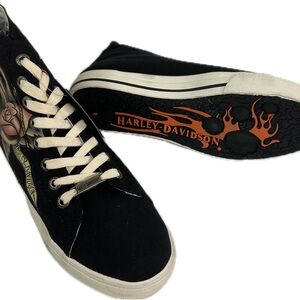 Harley-Davidson Black and White Lace Up Boots